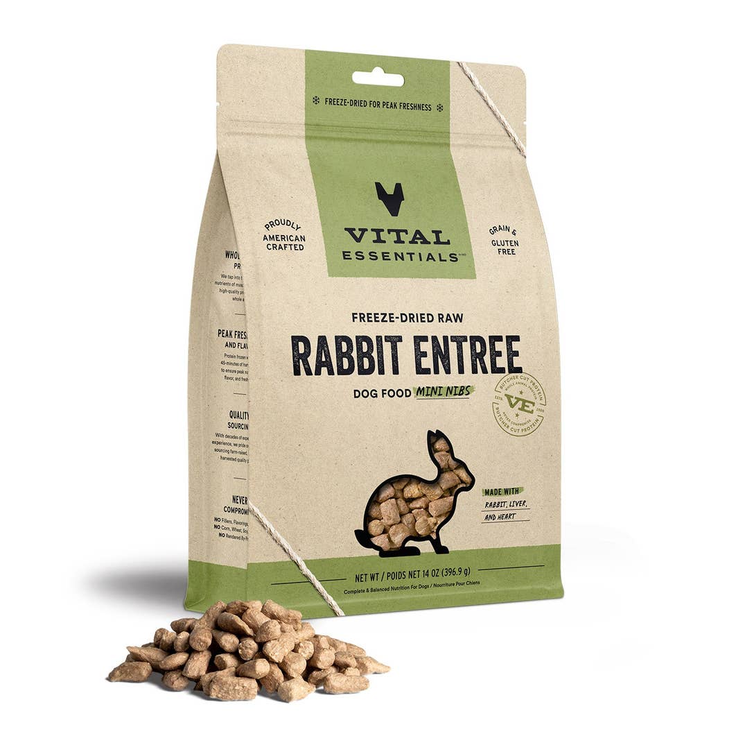Vital Essentials Raw Rabbit FD Dog Food Mini Nibs 14 oz
