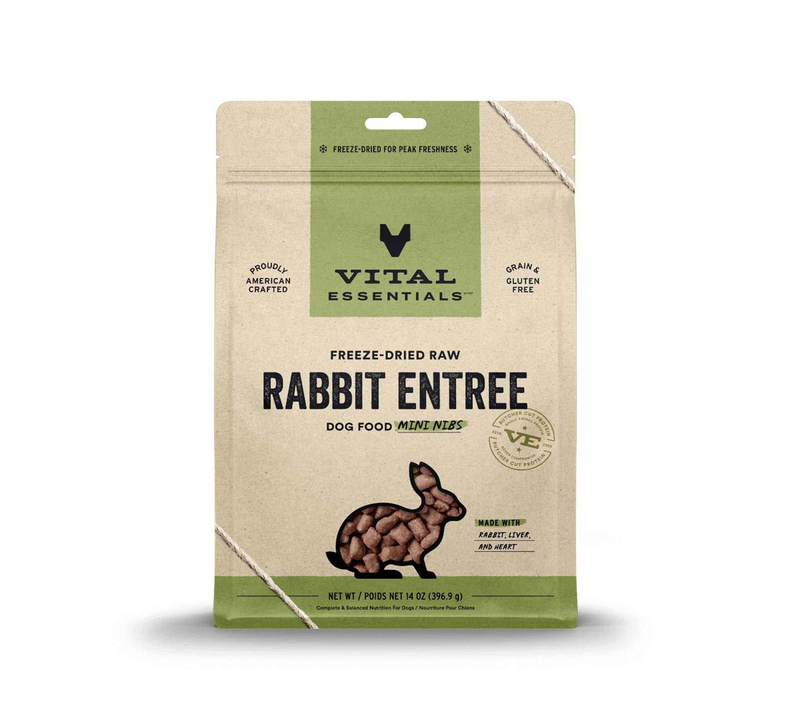 Vital Essentials Raw Rabbit FD Dog Food Mini Nibs 14 oz